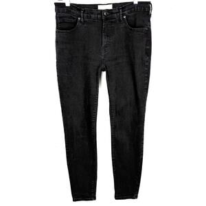 Everlane Women High Rise Skinny Denim Jeans Zip Fly Washed Black Size 32 Regular